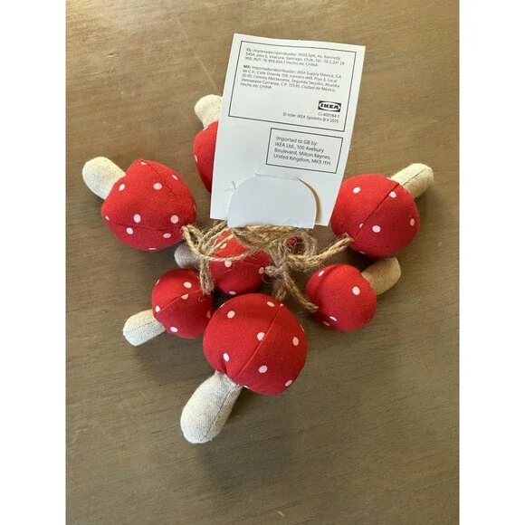 IKEA Ornament Mushrooms Set Of 8 Red Fabric Mushroom 006.046.08 Fast Ship - Picture 5 of 5